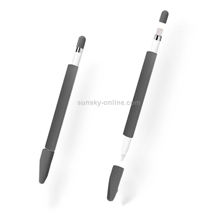 Para Apple Pencil Creative 4 en 1 Anti-perdida (tapa de lápiz + punta de lápiz + 2 * funda de portalápices) Juego protector de silicona TouchPen (gris) - 1