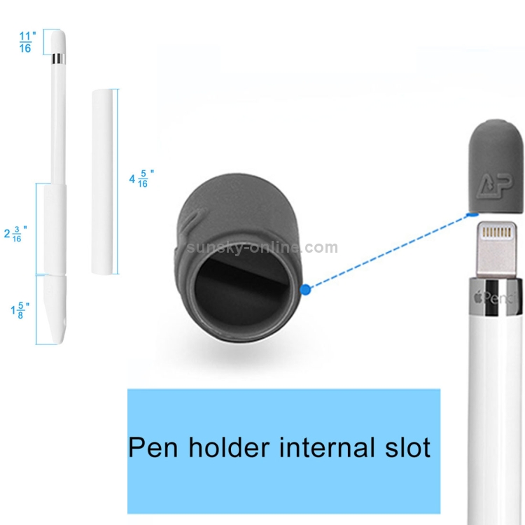 Para Apple Pencil Creative 4 en 1 Anti-perdida (tapa de lápiz + punta de lápiz + 2 * funda de portalápices) Juego protector de silicona TouchPen (gris) - 3