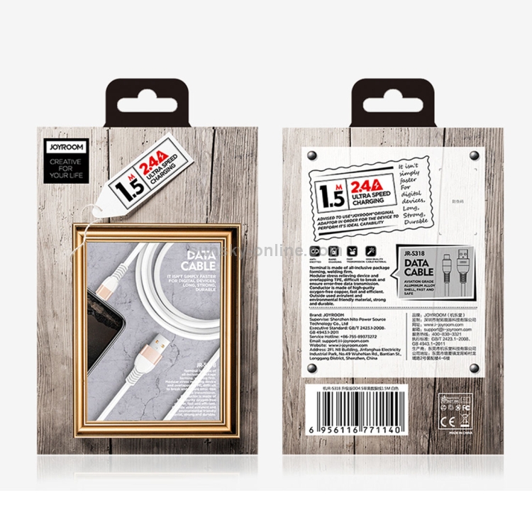 JOYROOM JR-S318 2.4A USB to 8 Pin Data Sync Charging Cable JOYROOM JR-S318 2.4A USB to 8 Pin Data Sync Charging Cable