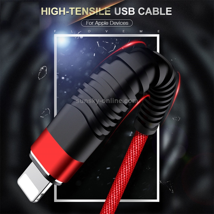 FLOVEME 2A USB to 8 Pin Cloth + Aluminum Alloy Data Sync Charging Cable, Cable Length: 2m(Red) FLOVEME 2A USB to 8 Pin Cloth + Aluminum Alloy Data Sync Charging Cable, Cable Length: 2m(Red)