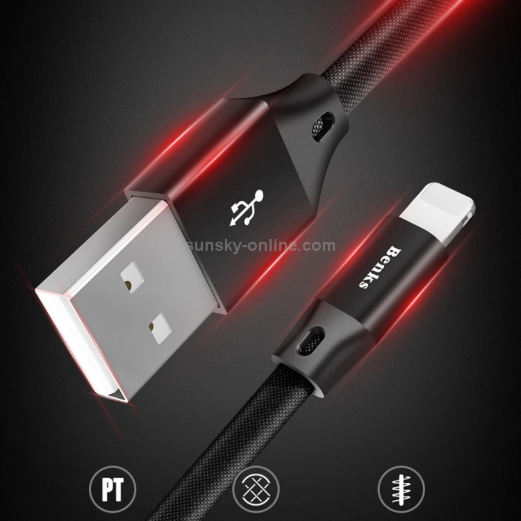 Benks 25cm 2A Output 8 Pin to USB 2.0 Aluminium Alloy + High-stretch Wire Data Transfers Charging Lightning Cable Benks 25cm 2A Output 8 Pin to USB 2.0 Aluminium Alloy + High-stretch Wire Data Transfers Charging Lightning Cable