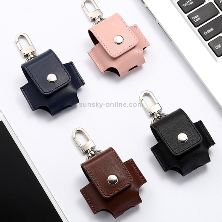 Creative Wireless Bluetooth Earphone Genuine Leather Protective Bag Anti-lost Storage Bag with Stainless Steel Hook for Apple AirPods 1/2 (Earphone is not Included)(Black) Creative Wireless Bluetooth Earphone Genuine Leather Protective Bag Anti-lost Storage Bag with Stainless Steel Hook for Apple AirPods 1/2 (Earphone is not Included)(Black)