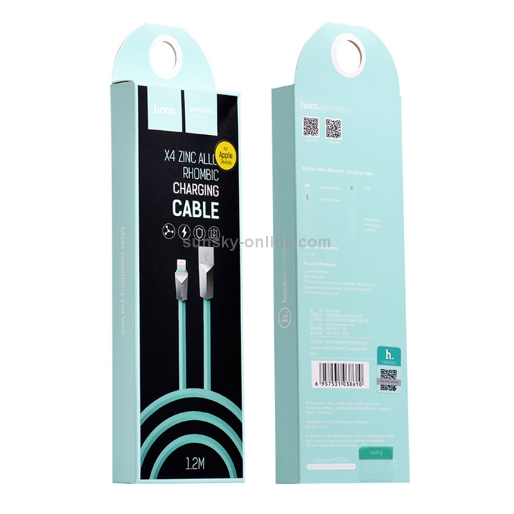 Hoco 1.2m X4 8 Pin to USB Zinc Alloy Diamond Charging Data Cable