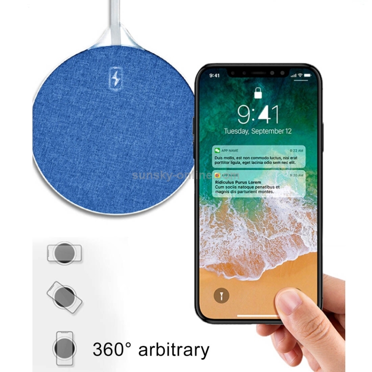 HAMTOD X10 10W Output General Aluminum Alloy + Cloth Materials Qi Standard Wireless Charger(Blue) HAMTOD X10 10W Output General Aluminum Alloy + Cloth Materials Qi Standard Wireless Charger(Blue)