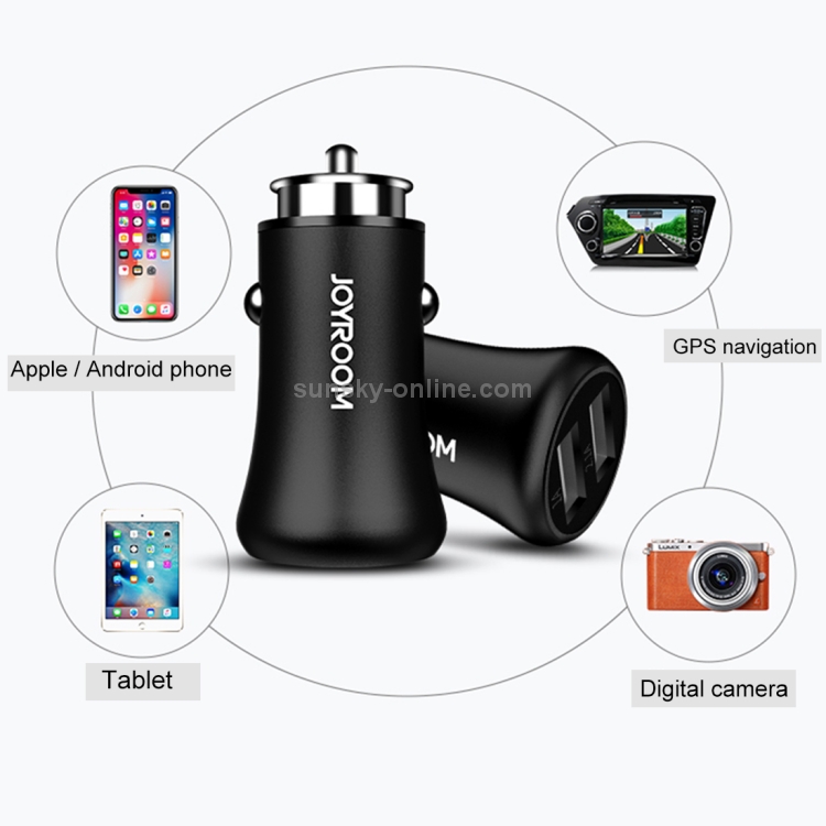 JOYROOM DC 12-24V Dual Ports USB 3.1A Mini Adapter Car Charger for Apple & Android Devices(Black) JOYROOM DC 12-24V Dual Ports USB 3.1A Mini Adapter Car Charger for Apple & Android Devices(Black)
