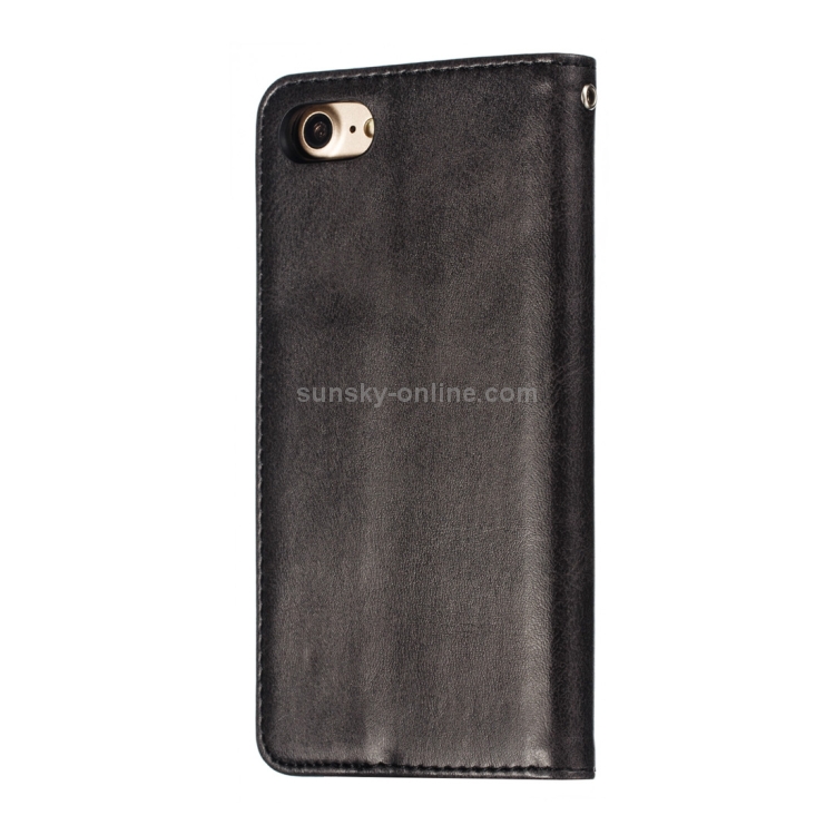 For iPhone 8 / 7 Calf Texture Zipper Magnetic Horizontal Flip Leather Case with Wallet & Holder & Card Slots(Black) For iPhone 8 / 7 Calf Texture Zipper Magnetic Horizontal Flip Leather Case with Wallet & Holder & Card Slots(Black)