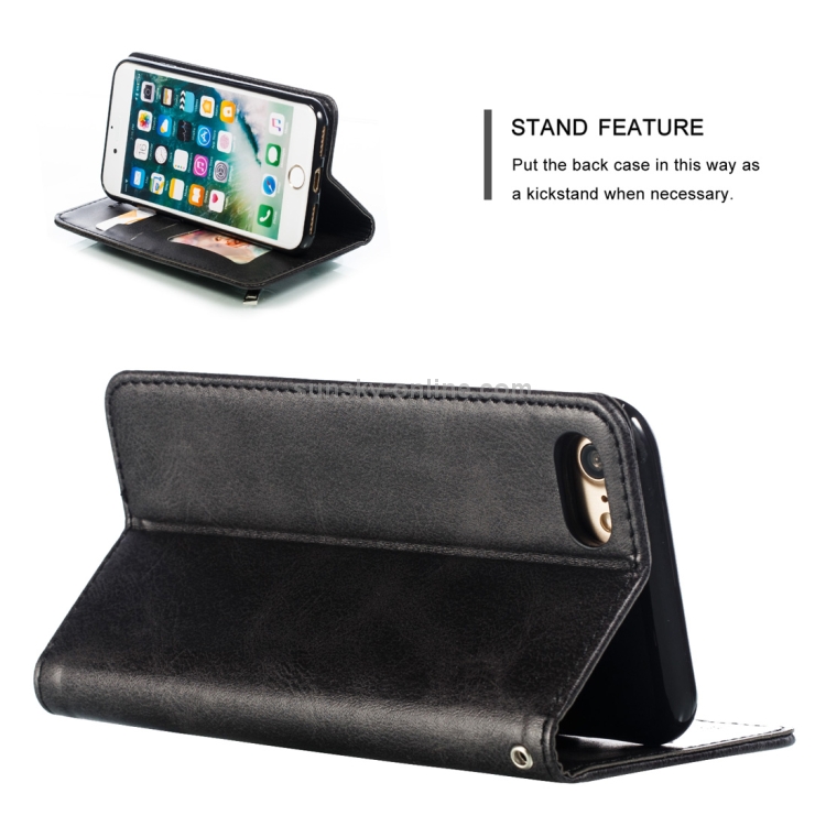 For iPhone 8 / 7 Calf Texture Zipper Magnetic Horizontal Flip Leather Case with Wallet & Holder & Card Slots(Black) For iPhone 8 / 7 Calf Texture Zipper Magnetic Horizontal Flip Leather Case with Wallet & Holder & Card Slots(Black)