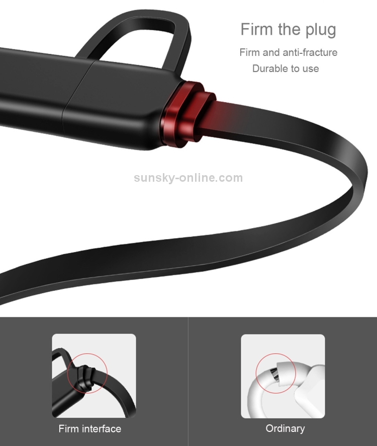 USAMS US-SJ192 1m 2 in 1 Noodle Style Retractable Micro USB + 8 Pin to USB Data Sync Charging Cable