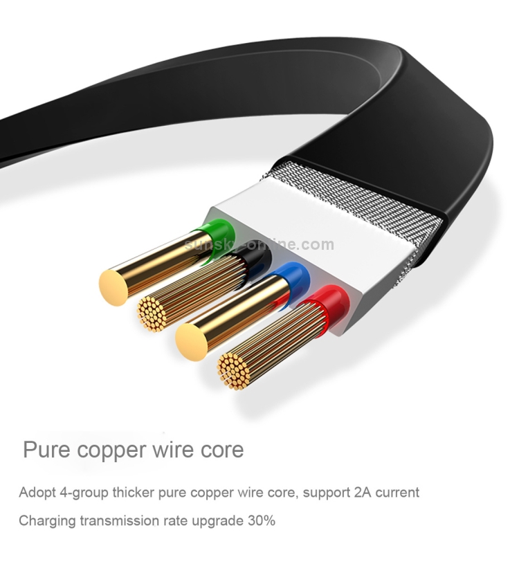 USAMS US-SJ192 1m 2 in 1 Noodle Style Retractable Micro USB + 8 Pin to USB Data Sync Charging Cable