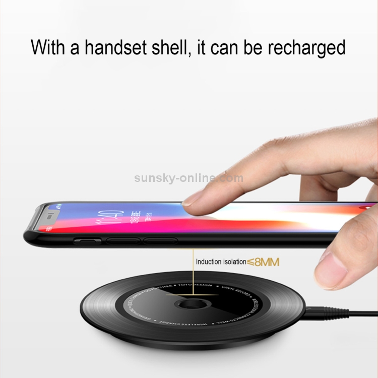 TOTUDESIGN 10W Black Gum Record Style Zinc Alloy + Aluminium Alloy Intelligent Qi Wireless Charger Charging Pad TOTUDESIGN 10W Black Gum Record Style Zinc Alloy + Aluminium Alloy Intelligent Qi Wireless Charger Charging Pad
