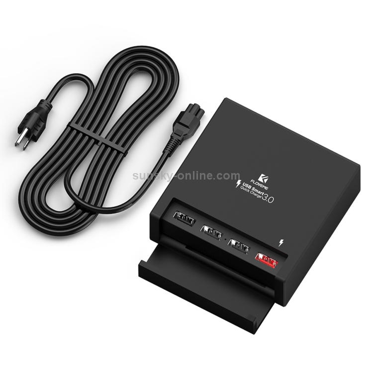 FLOVEME YXF64100 QC 3.0 4 Ports USB 40W 3A Max Desketop Charging Station Charger, US Plug FLOVEME YXF64100 QC 3.0 4 Ports USB 40W 3A Max Desketop Charging Station Charger, US Plug