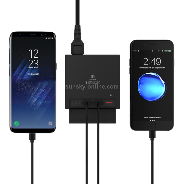 FLOVEME YXF64100 QC 3.0 4 Ports USB 40W 3A Max Desketop Charging Station Charger, US Plug FLOVEME YXF64100 QC 3.0 4 Ports USB 40W 3A Max Desketop Charging Station Charger, US Plug