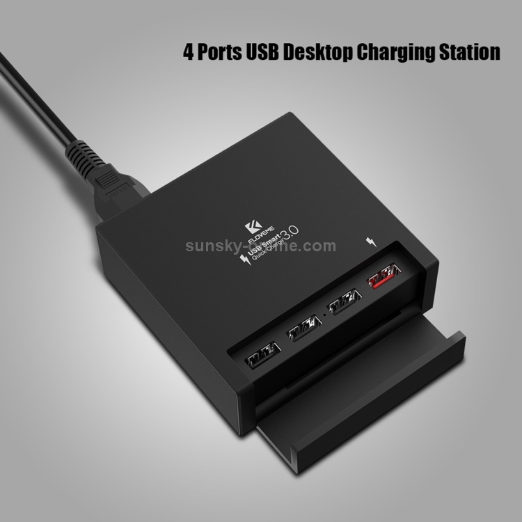 FLOVEME YXF64100 QC 3.0 4 Ports USB 40W 3A Max Desketop Charging Station Charger, US Plug FLOVEME YXF64100 QC 3.0 4 Ports USB 40W 3A Max Desketop Charging Station Charger, US Plug