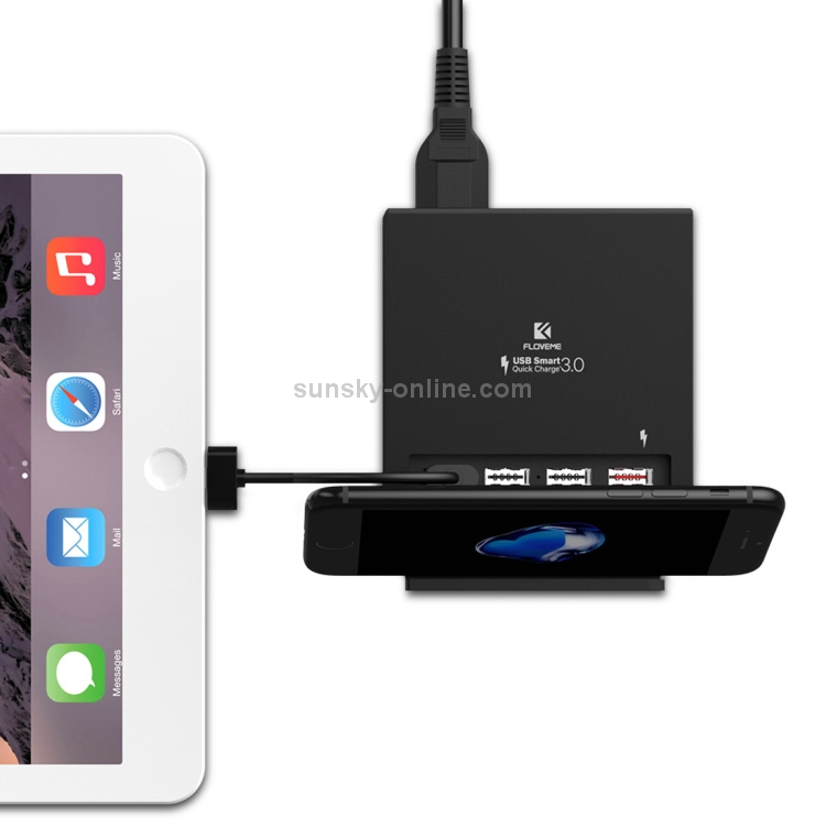 FLOVEME YXF64100 QC 3.0 4 Ports USB 40W 3A Max Desketop Charging Station Charger, US Plug FLOVEME YXF64100 QC 3.0 4 Ports USB 40W 3A Max Desketop Charging Station Charger, US Plug