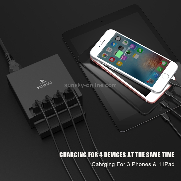 FLOVEME YXF64100 QC 3.0 4 Ports USB 40W 3A Max Desketop Charging Station Charger, US Plug FLOVEME YXF64100 QC 3.0 4 Ports USB 40W 3A Max Desketop Charging Station Charger, US Plug