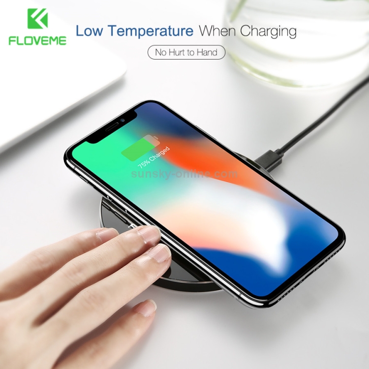 FLOVEME YXF93658 Slim Round Shape Intelligent Qi Wireless Charger Charging Pad