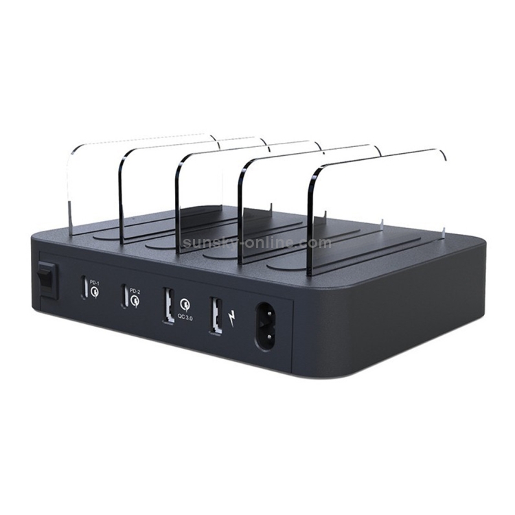 Multi-function AC 100V~240V Output 4 Ports USB-C / Type-C Double PD Detachable Charging Station Smart Charger,Support QC3.0(Black) Multi-function AC 100V~240V Output 4 Ports USB-C / Type-C Double PD Detachable Charging Station Smart Charger,Support QC3.0(Black)