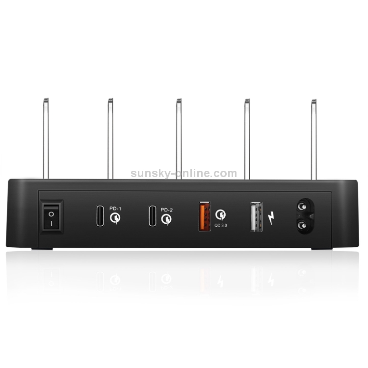 Multi-function AC 100V~240V Output 4 Ports USB-C / Type-C Double PD Detachable Charging Station Smart Charger,Support QC3.0(Black) Multi-function AC 100V~240V Output 4 Ports USB-C / Type-C Double PD Detachable Charging Station Smart Charger,Support QC3.0(Black)