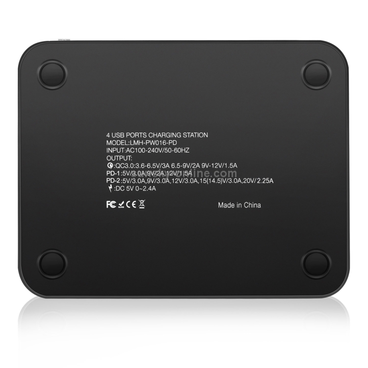 Multi-function AC 100V~240V Output 4 Ports USB-C / Type-C Double PD Detachable Charging Station Smart Charger,Support QC3.0(Black) Multi-function AC 100V~240V Output 4 Ports USB-C / Type-C Double PD Detachable Charging Station Smart Charger,Support QC3.0(Black)