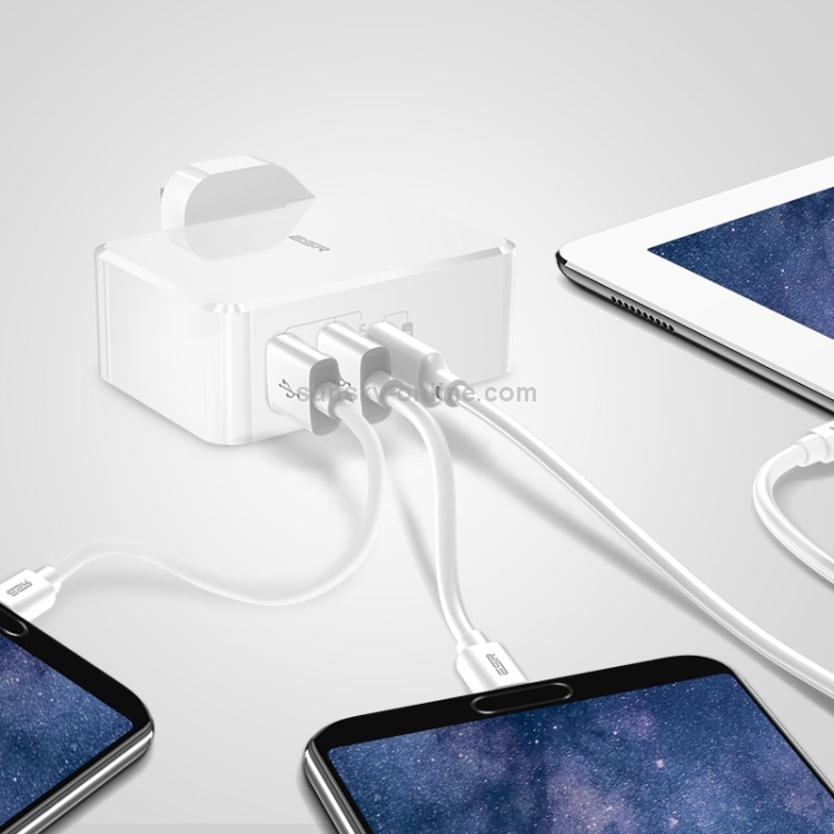 ESR USB-PD + Dual USB Ports Travel Fast Charger, UK Plug(White) ESR USB-PD + Dual USB Ports Travel Fast Charger, UK Plug(White)