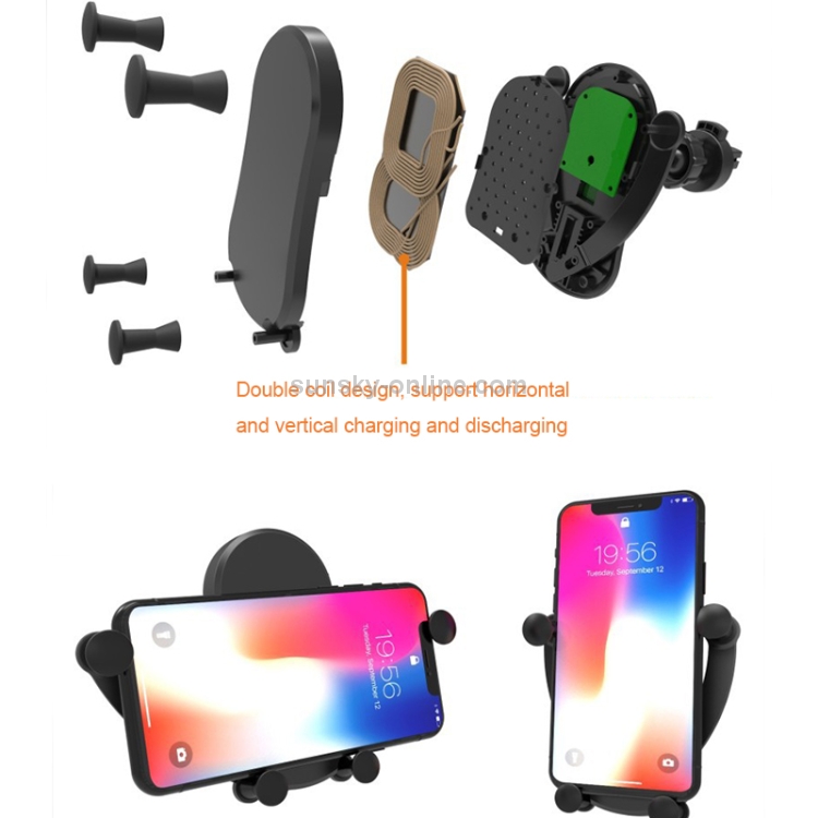 W4 QI Fast Wireless Charger Car Charger Cartoon Mobile Phone Holder (Black) W4 QI Fast Wireless Charger Car Charger Cartoon Mobile Phone Holder (Black)