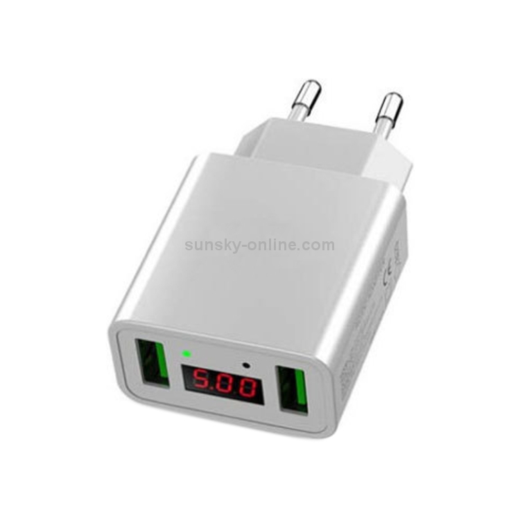 CYKE HKL-USB39 11W 5V / 2.2A Dual USB Travel Charger with Smart Digital Display, EU Plug (White) CYKE HKL-USB39 11W 5V / 2.2A Dual USB Travel Charger with Smart Digital Display, EU Plug (White)