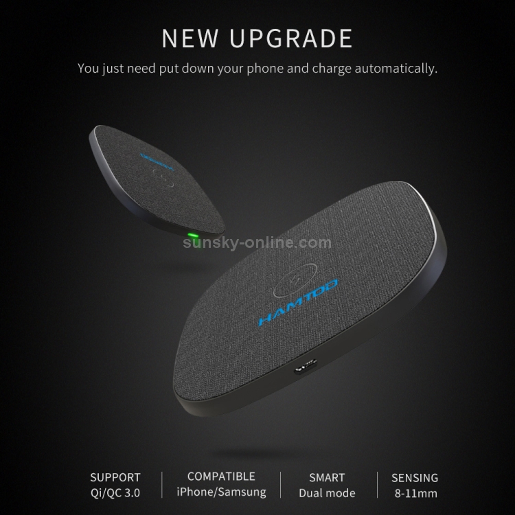 HAMTOD M10 Desktop Intelligent 10W Qi Standard / QC3.0 Wireless Charger Charging Pad (Black) HAMTOD M10 Desktop Intelligent 10W Qi Standard / QC3.0 Wireless Charger Charging Pad (Black)