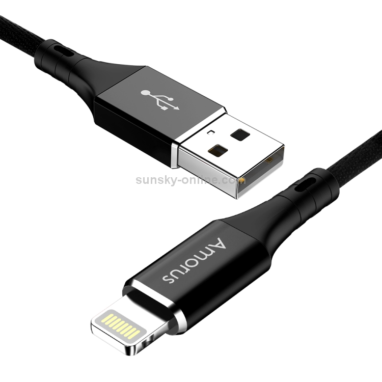 Amorus 1m 2.4A USB to 8 Pin High-gloss Aluminum Alloy Cloth Weaving Fast Charging & Data Cable(Black) Amorus 1m 2.4A USB to 8 Pin High-gloss Aluminum Alloy Cloth Weaving Fast Charging & Data Cable(Black)