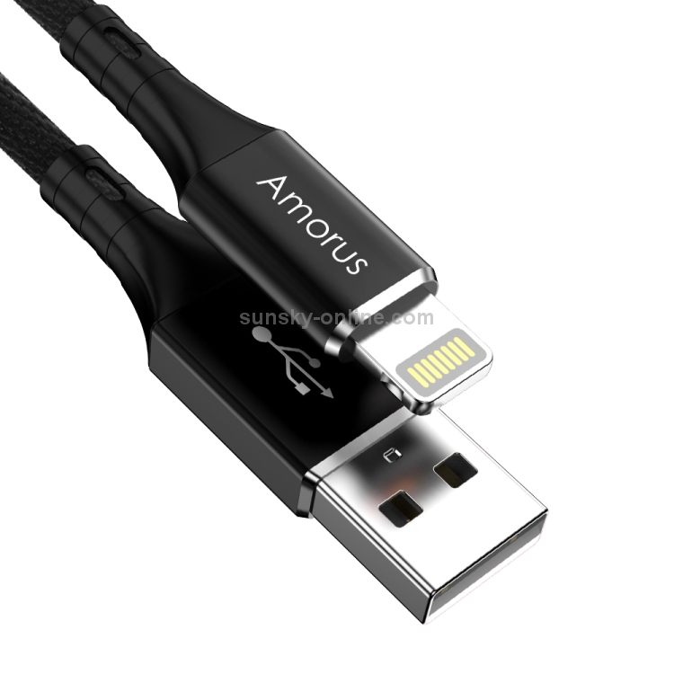 Amorus 1m 2.4A USB to 8 Pin High-gloss Aluminum Alloy Cloth Weaving Fast Charging & Data Cable(Black) Amorus 1m 2.4A USB to 8 Pin High-gloss Aluminum Alloy Cloth Weaving Fast Charging & Data Cable(Black)