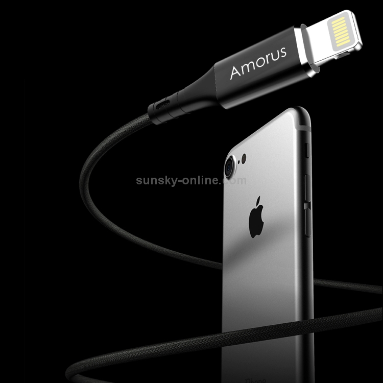 Amorus 1m 2.4A USB to 8 Pin High-gloss Aluminum Alloy Cloth Weaving Fast Charging & Data Cable(Black) Amorus 1m 2.4A USB to 8 Pin High-gloss Aluminum Alloy Cloth Weaving Fast Charging & Data Cable(Black)