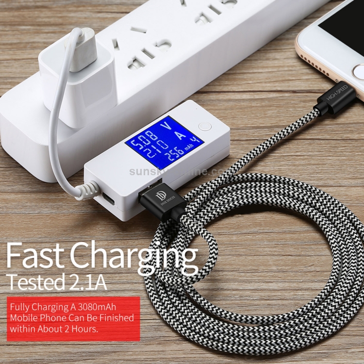DUX DUCIS 0.25m 2A USB to 8 Pin Braided Data Cable DUX DUCIS 0.25m 2A USB to 8 Pin Braided Data Cable