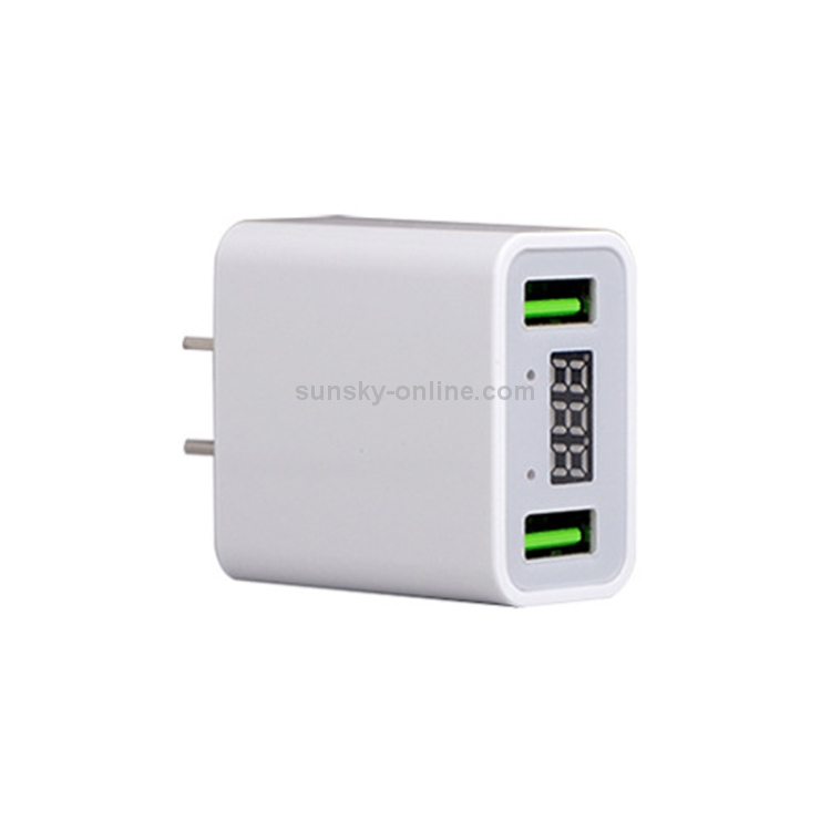 CYKE HKL-USB39 11W 5V / 2.2A Dual USB Travel Charger with Smart Digital Display, US Plug (White) CYKE HKL-USB39 11W 5V / 2.2A Dual USB Travel Charger with Smart Digital Display, US Plug (White)