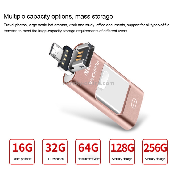 32GB USB 2.0 + 8 Pin + Mirco USB Android iPhone Computer Dual-use Metal Flash Drive (Gold) 32GB USB 2.0 + 8 Pin + Mirco USB Android iPhone Computer Dual-use Metal Flash Drive (Gold)