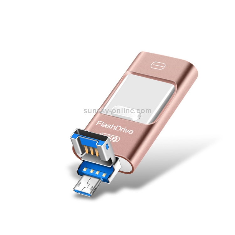 128GB USB 3.0 + 8 Pin + Mirco USB Android iPhone Computer Dual-use Metal Flash Drive (Rose Gold) 128GB USB 3.0 + 8 Pin + Mirco USB Android iPhone Computer Dual-use Metal Flash Drive (Rose Gold)