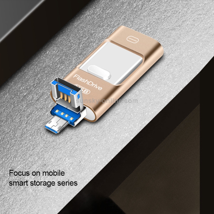 128GB USB 3.0 + 8 Pin + Mirco USB Android iPhone Computer Dual-use Metal Flash Drive (Rose Gold) 128GB USB 3.0 + 8 Pin + Mirco USB Android iPhone Computer Dual-use Metal Flash Drive (Rose Gold)