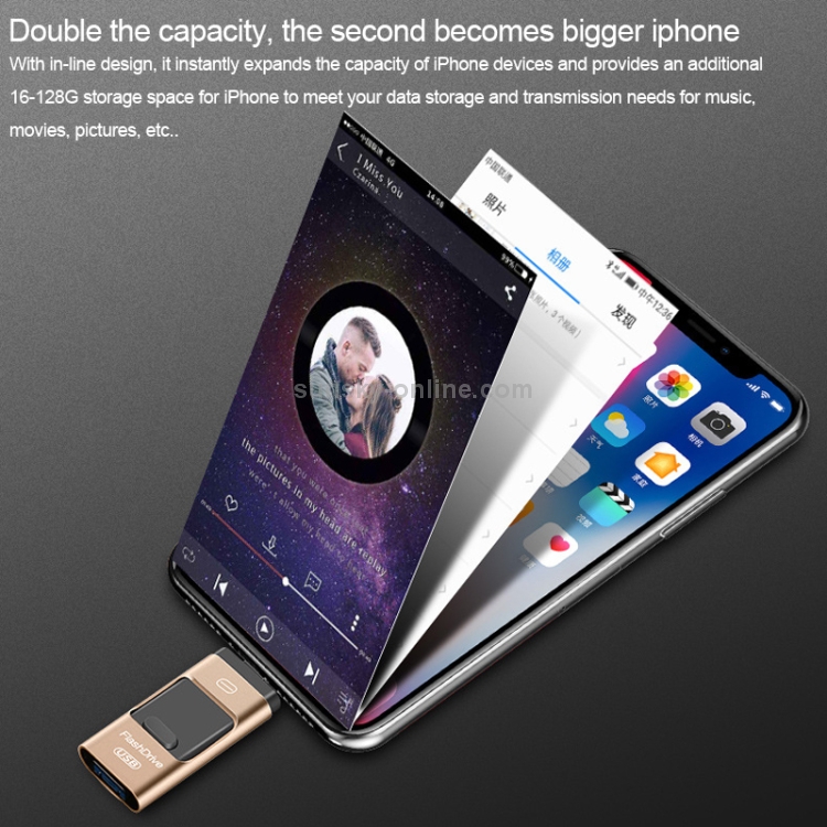 128GB USB 3.0 + 8 Pin + Mirco USB Android iPhone Computer Dual-use Metal Flash Drive (Rose Gold) 128GB USB 3.0 + 8 Pin + Mirco USB Android iPhone Computer Dual-use Metal Flash Drive (Rose Gold)