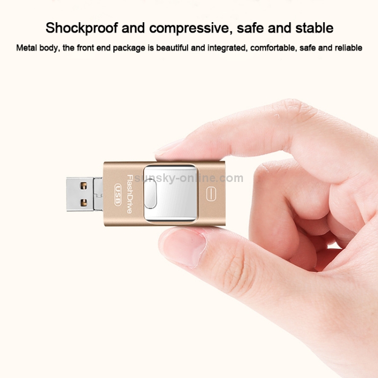 128GB USB 3.0 + 8 Pin + Mirco USB Android iPhone Computer Dual-use Metal Flash Drive (Rose Gold) 128GB USB 3.0 + 8 Pin + Mirco USB Android iPhone Computer Dual-use Metal Flash Drive (Rose Gold)