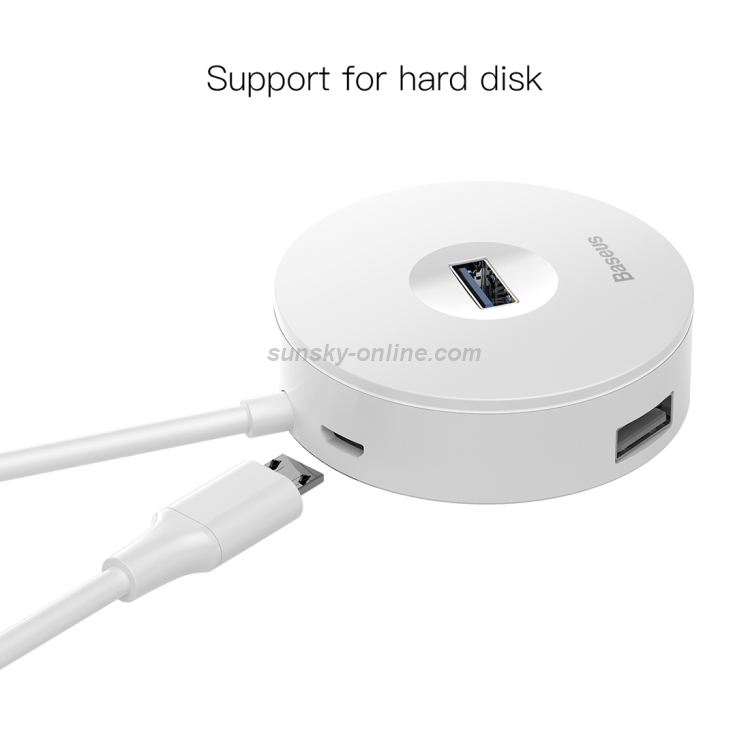 Baseus Round Box 4 In 1 USB Plug HUB Intelligent Converter, Length : 1m(White) Baseus Round Box 4 In 1 USB Plug HUB Intelligent Converter, Length : 1m(White)