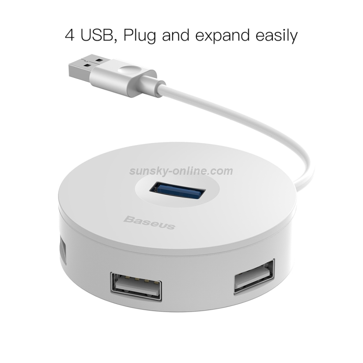Baseus Round Box 4 In 1 USB Plug HUB Intelligent Converter, Length : 1m(White) Baseus Round Box 4 In 1 USB Plug HUB Intelligent Converter, Length : 1m(White)
