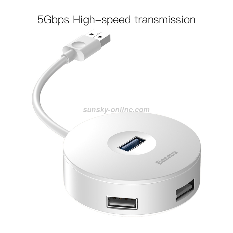 Baseus Round Box 4 In 1 USB Plug HUB Intelligent Converter, Length : 1m(White) Baseus Round Box 4 In 1 USB Plug HUB Intelligent Converter, Length : 1m(White)