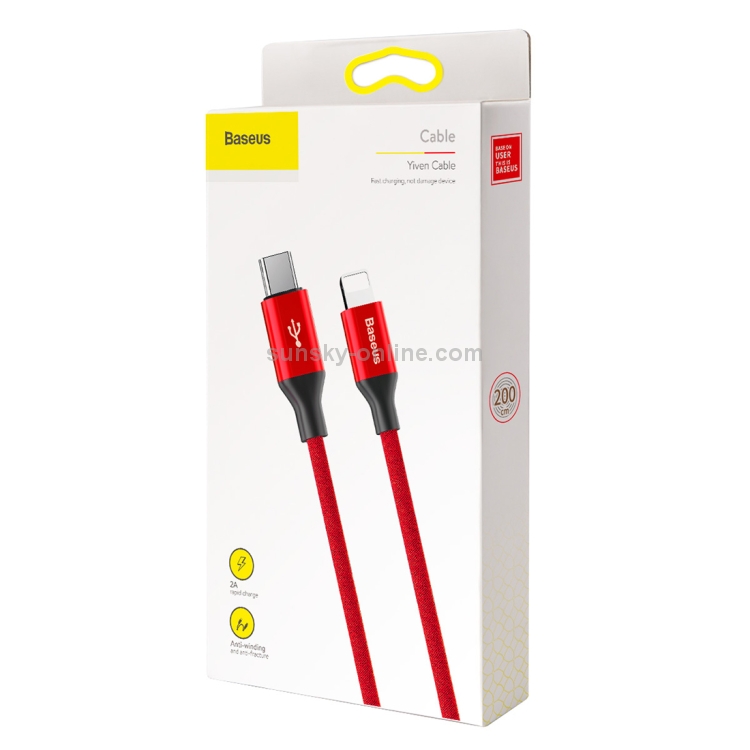 Baseus 5V 2A USB-C / Type-C to 8 Pin Fast Charging Cable, Length : 2m(Red) Baseus 5V 2A USB-C / Type-C to 8 Pin Fast Charging Cable, Length : 2m(Red)