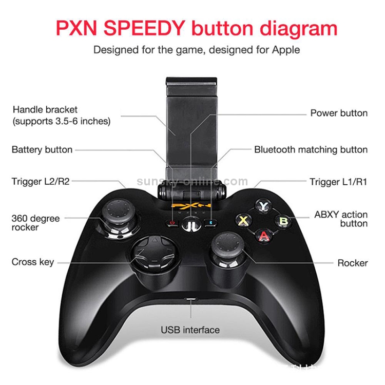 PXN PXN-6603 MFI Mobile Phone Wireless Bluetooth Game Handle Controller, Compatible with iOS System(Black) PXN PXN-6603 MFI Mobile Phone Wireless Bluetooth Game Handle Controller, Compatible with iOS System(Black)