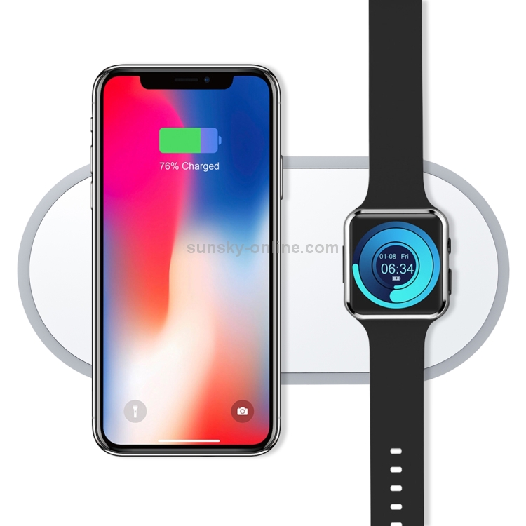 W32 2 in 1 QI Standard Dual Charge Wireless Charger for QI Standard Mobile Phone & iWatch(White) W32 2 in 1 QI Standard Dual Charge Wireless Charger for QI Standard Mobile Phone & iWatch(White)