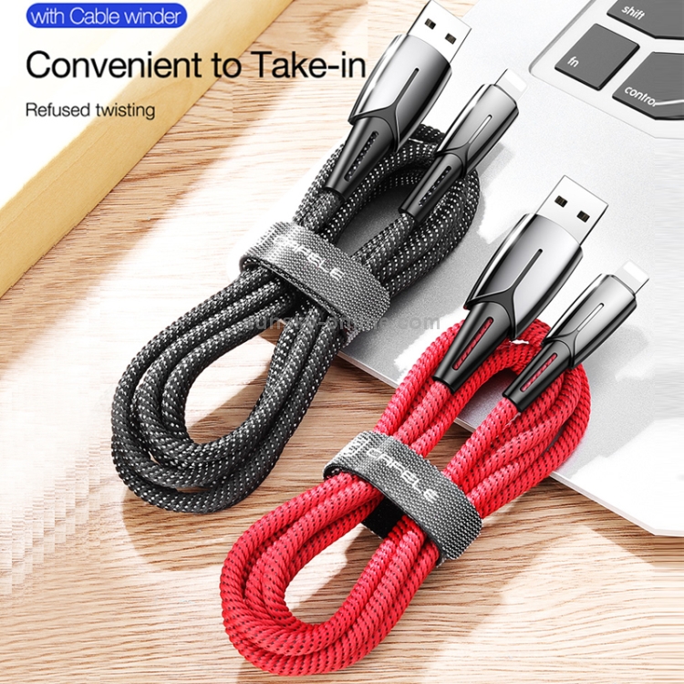 CAFELE 8 Pin to USB Kirsite Charging Cable with Intelligent Indicator Light, Length: 1.8m (Red) CAFELE 8 Pin to USB Kirsite Charging Cable with Intelligent Indicator Light, Length: 1.8m (Red)