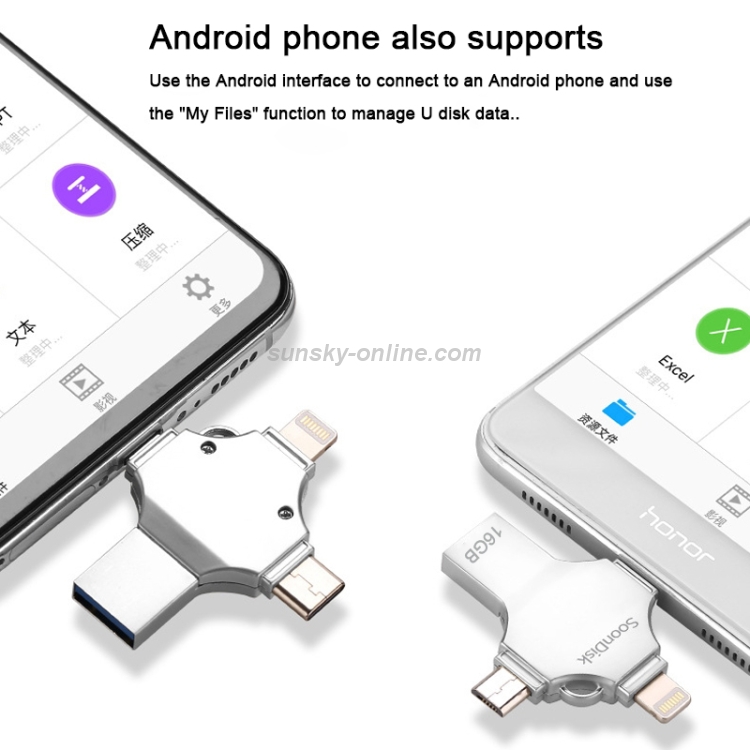 4 in 1 16GB USB 3.0 + 8 Pin + Mirco USB + USB-C / Type-C Dual-use Flash Drive with OTG Function 4 in 1 16GB USB 3.0 + 8 Pin + Mirco USB + USB-C / Type-C Dual-use Flash Drive with OTG Function