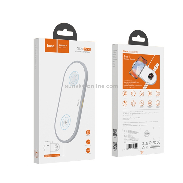 hoco CW20 Wisdom 2 in 1 Wireless Charger(White) hoco CW20 Wisdom 2 in 1 Wireless Charger(White)