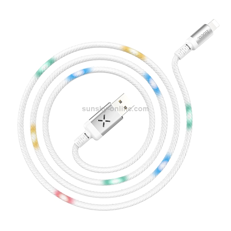 hoco U63 8 Pin to USB Voice Activation Flashing Charging Data Cable, Length: 1.2m(White) hoco U63 8 Pin to USB Voice Activation Flashing Charging Data Cable, Length: 1.2m(White)