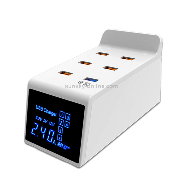 CDA31 40W QC 3.0 USB + 5 USB Ports Multi-function Charger with LED Display, AU Plug CDA31 40W QC 3.0 USB + 5 USB Ports Multi-function Charger with LED Display, AU Plug