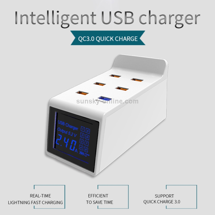 CDA31 40W QC 3.0 USB + 5 USB Ports Multi-function Charger with LED Display, AU Plug CDA31 40W QC 3.0 USB + 5 USB Ports Multi-function Charger with LED Display, AU Plug