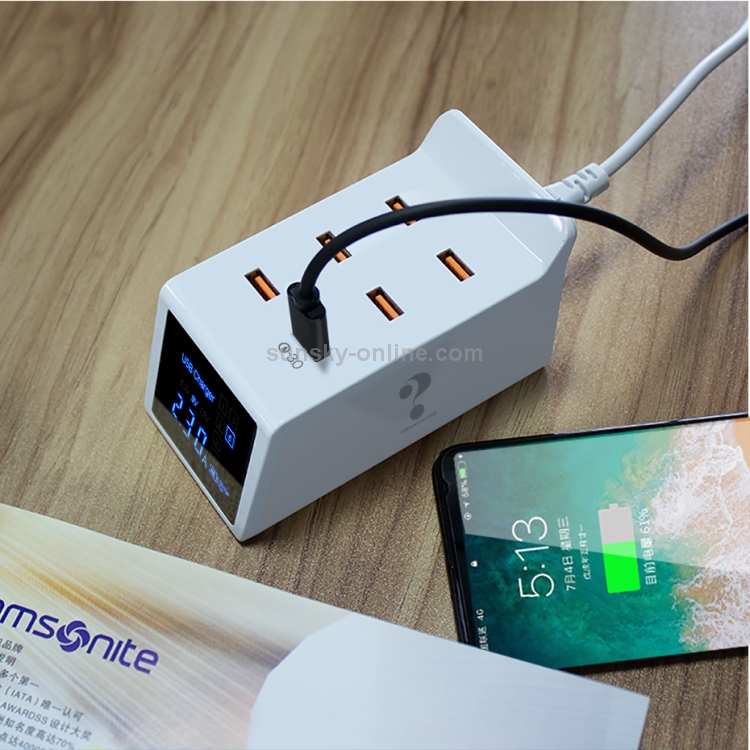 CDA31 40W QC 3.0 USB + 5 USB Ports Multi-function Charger with LED Display, AU Plug CDA31 40W QC 3.0 USB + 5 USB Ports Multi-function Charger with LED Display, AU Plug